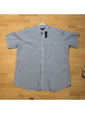Polo Ralph Lauren RL Untucked Prepster shirt Mens 3XLT Blue Striped NEW